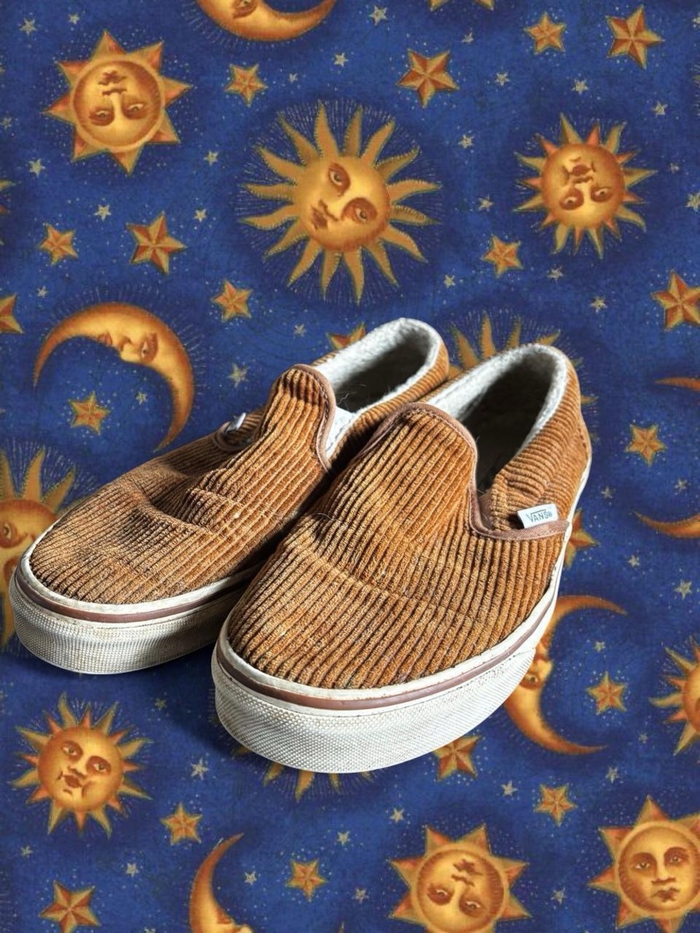 Vans brown corduroy slip ons